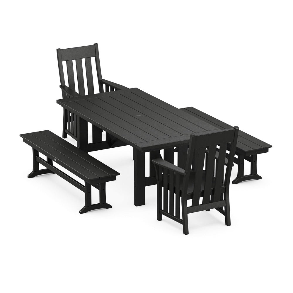 POLYWOOD® Acadia 5-Piece Dining Set with Benches - PWS2550-1 Dining Set POLYWOOD®