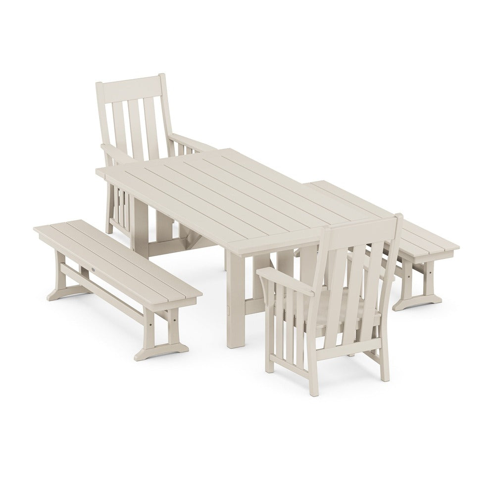 POLYWOOD® Acadia 5-Piece Dining Set with Benches - PWS2550-1 Dining Set POLYWOOD®