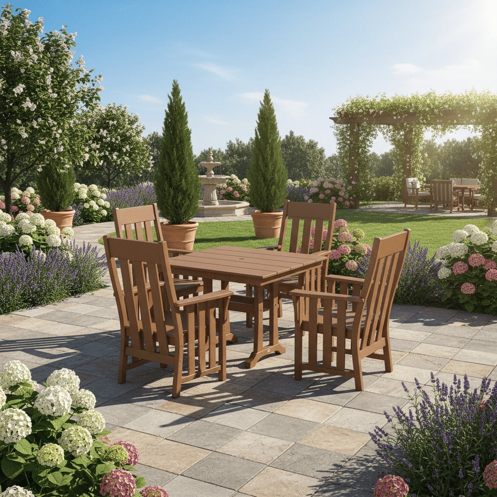POLYWOOD® Acadia 5-Piece Farmhouse Dining Set with Trestle Legs - PWS2559-1 Dining Set POLYWOOD®