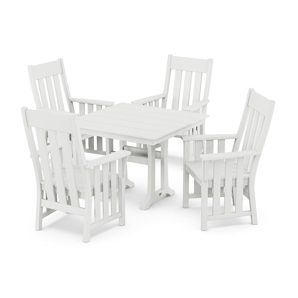 POLYWOOD® Acadia 5-Piece Farmhouse Dining Set with Trestle Legs - PWS2559-1 Dining Set POLYWOOD®