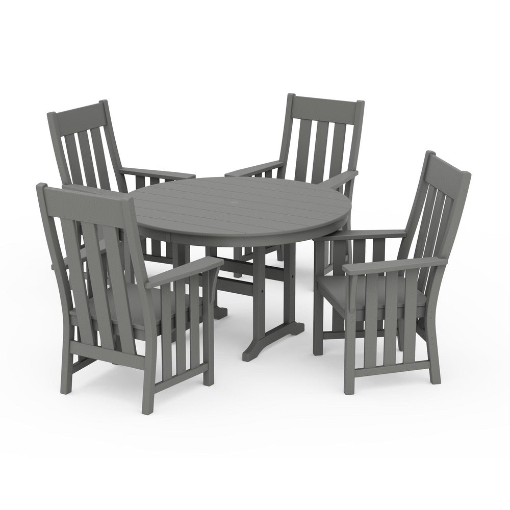 POLYWOOD® Acadia 5-Piece Round Farmhouse Dining Set - PWS2560-1 Dining Set POLYWOOD®