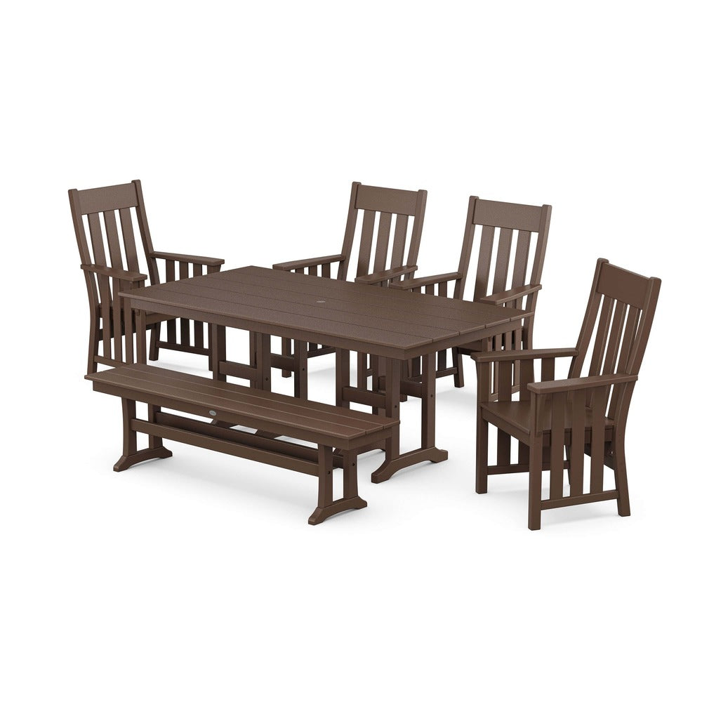POLYWOOD® Acadia 6-Piece Farmhouse Dining Set with Bench - PWS2556-1 Dining Set POLYWOOD®