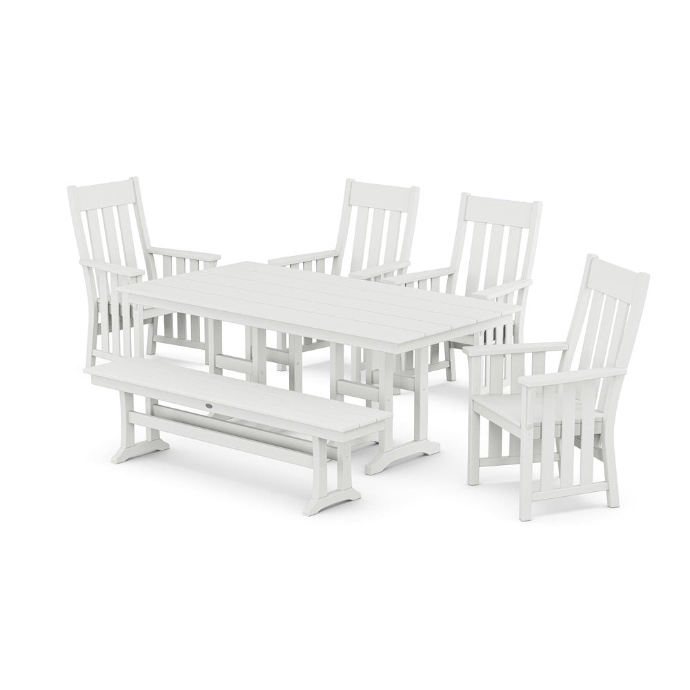 POLYWOOD® Acadia 6-Piece Farmhouse Dining Set with Bench - PWS2556-1 Dining Set POLYWOOD®