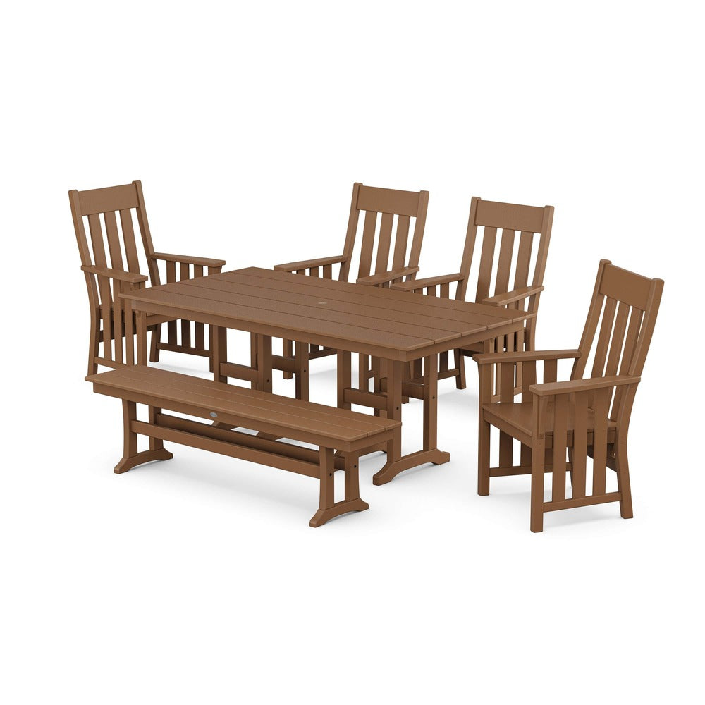 POLYWOOD® Acadia 6-Piece Farmhouse Dining Set with Bench - PWS2556-1 Dining Set POLYWOOD®