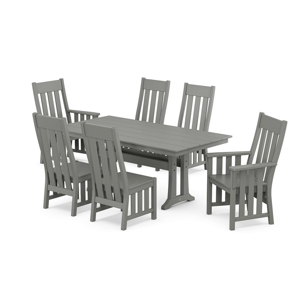 POLYWOOD® Acadia 7-Piece Farmhouse Dining Set with Trestle Legs - PWS2553-1 Dining Set POLYWOOD®
