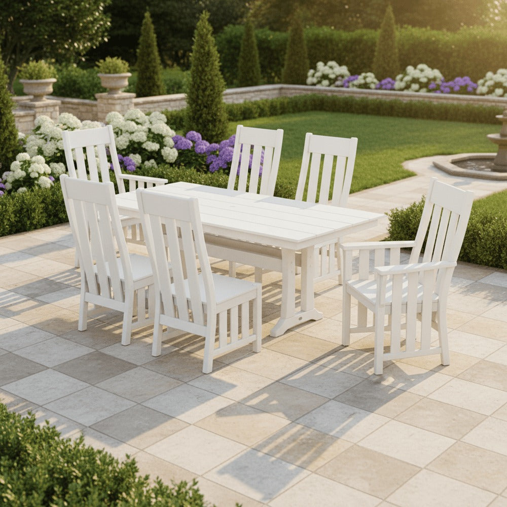 POLYWOOD® Acadia 7-Piece Farmhouse Dining Set with Trestle Legs - PWS2553-1 Dining Set POLYWOOD®