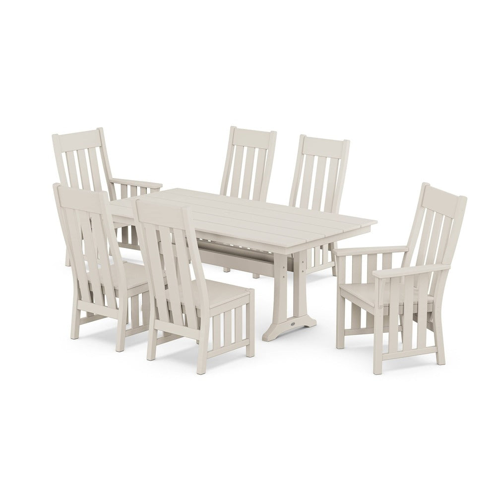 POLYWOOD® Acadia 7-Piece Farmhouse Dining Set with Trestle Legs - PWS2553-1 Dining Set POLYWOOD®
