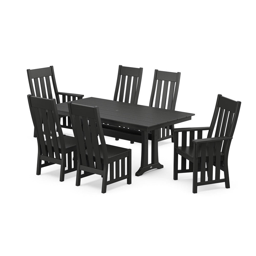 POLYWOOD® Acadia 7-Piece Farmhouse Dining Set with Trestle Legs - PWS2553-1 Dining Set POLYWOOD®