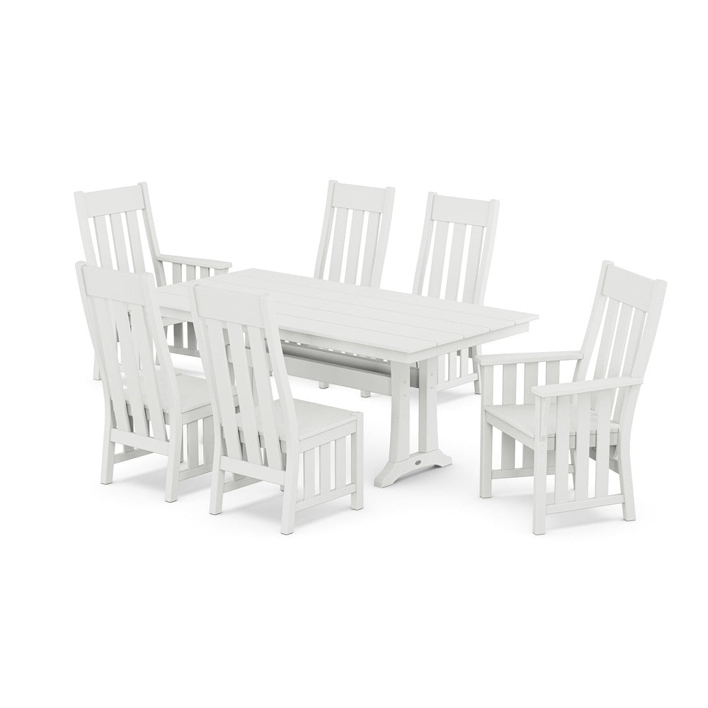 POLYWOOD® Acadia 7-Piece Farmhouse Dining Set with Trestle Legs - PWS2553-1 Dining Set POLYWOOD®