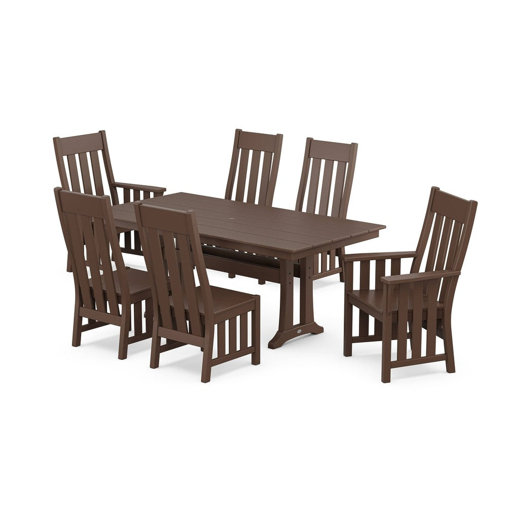 POLYWOOD® Acadia 7-Piece Farmhouse Dining Set with Trestle Legs - PWS2553-1 Dining Set POLYWOOD®
