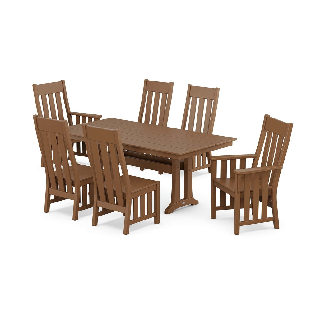 POLYWOOD® Acadia 7-Piece Farmhouse Dining Set with Trestle Legs - PWS2553-1 Dining Set POLYWOOD®