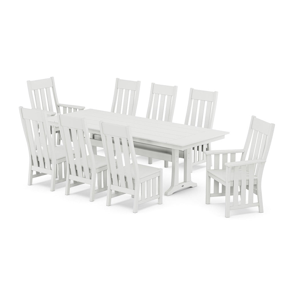 POLYWOOD® Acadia 9-Piece Farmhouse Dining Set with Trestle Legs - PWS2551-1 Dining Set POLYWOOD®