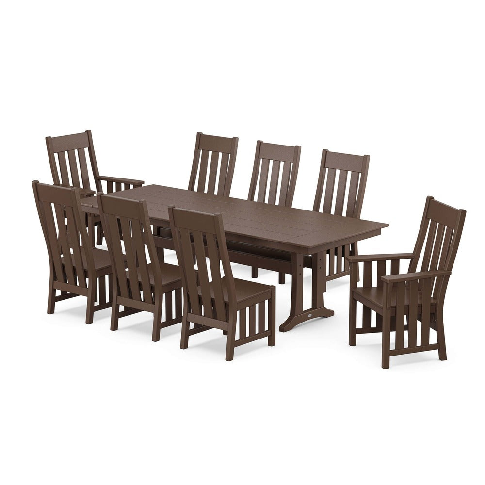 POLYWOOD® Acadia 9-Piece Farmhouse Dining Set with Trestle Legs - PWS2551-1 Dining Set POLYWOOD®