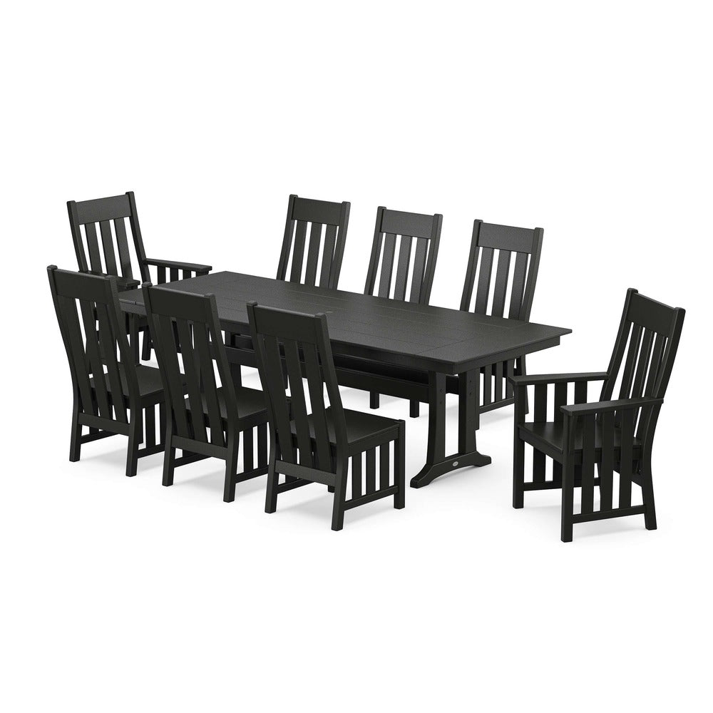 POLYWOOD® Acadia 9-Piece Farmhouse Dining Set with Trestle Legs - PWS2551-1 Dining Set POLYWOOD®