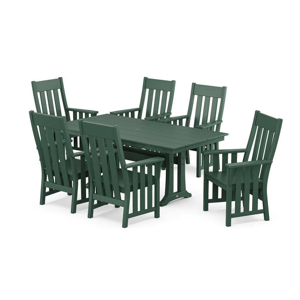 POLYWOOD® Acadia Arm Chair 7-Piece Farmhouse Dining Set with Trestle Legs - PWS2555-1 Dining Set POLYWOOD®