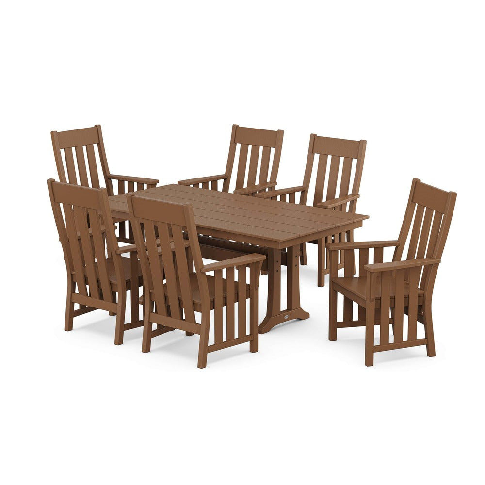 POLYWOOD® Acadia Arm Chair 7-Piece Farmhouse Dining Set with Trestle Legs - PWS2555-1 Dining Set POLYWOOD®