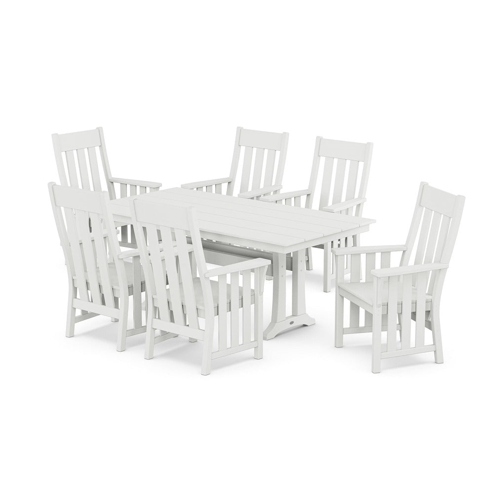 POLYWOOD® Acadia Arm Chair 7-Piece Farmhouse Dining Set with Trestle Legs - PWS2555-1 Dining Set POLYWOOD®