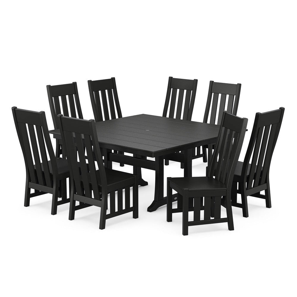 POLYWOOD® Acadia Side Chair 9-Piece Square Farmhouse Dining Set with Trestle Legs - PWS2562-1 Dining Set POLYWOOD®