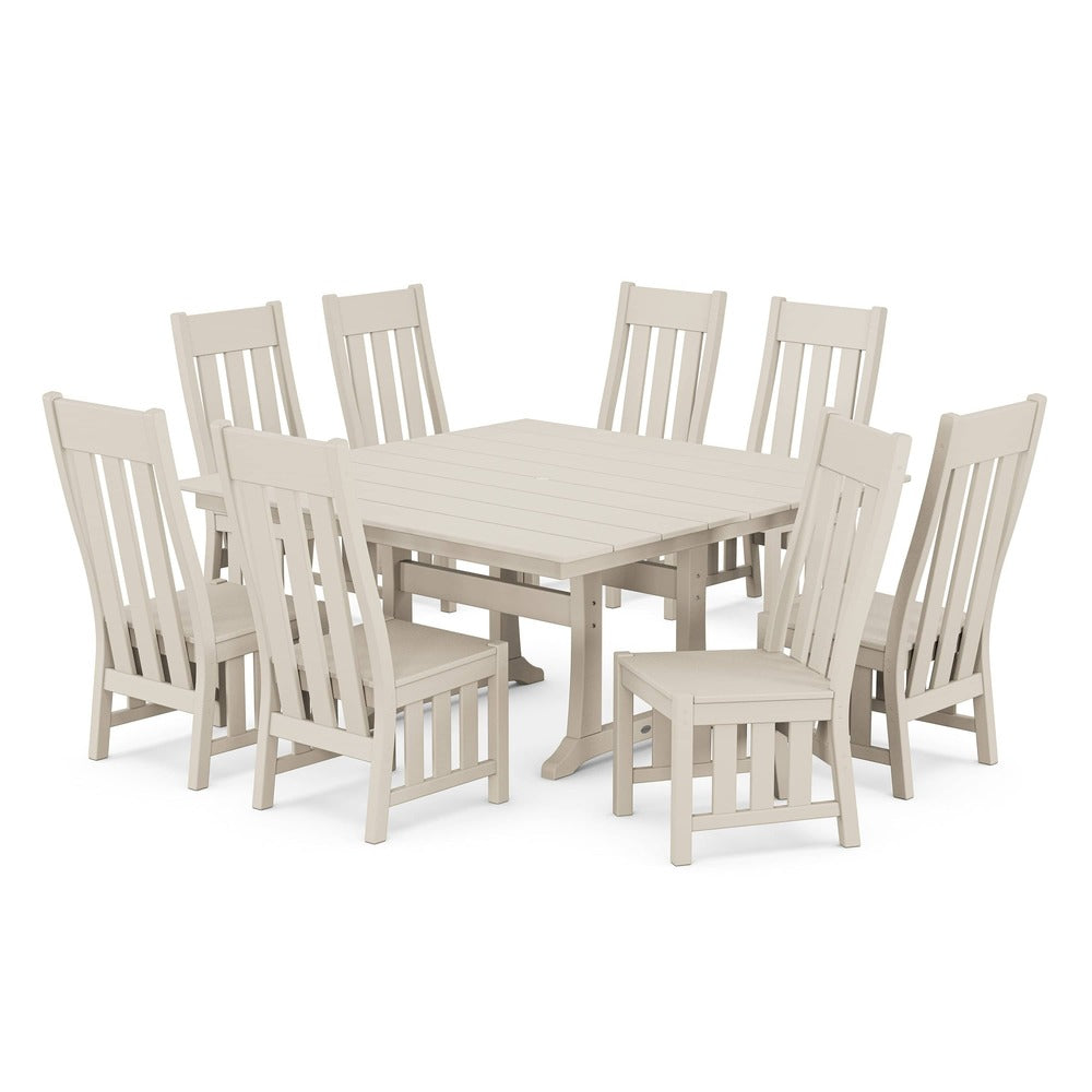 POLYWOOD® Acadia Side Chair 9-Piece Square Farmhouse Dining Set with Trestle Legs - PWS2562-1 Dining Set POLYWOOD®