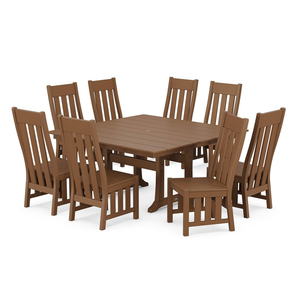 POLYWOOD® Acadia Side Chair 9-Piece Square Farmhouse Dining Set with Trestle Legs - PWS2562-1 Dining Set POLYWOOD®