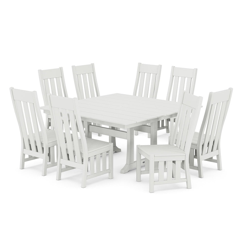 POLYWOOD® Acadia Side Chair 9-Piece Square Farmhouse Dining Set with Trestle Legs - PWS2562-1 Dining Set POLYWOOD®