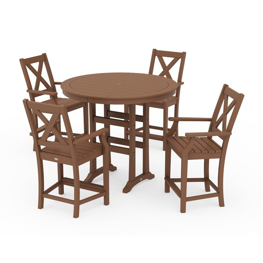POLYWOOD® Braxton 5-Piece Nautical Trestle Arm Chair Counter Set PWS511-1 Dining Set POLYWOOD®