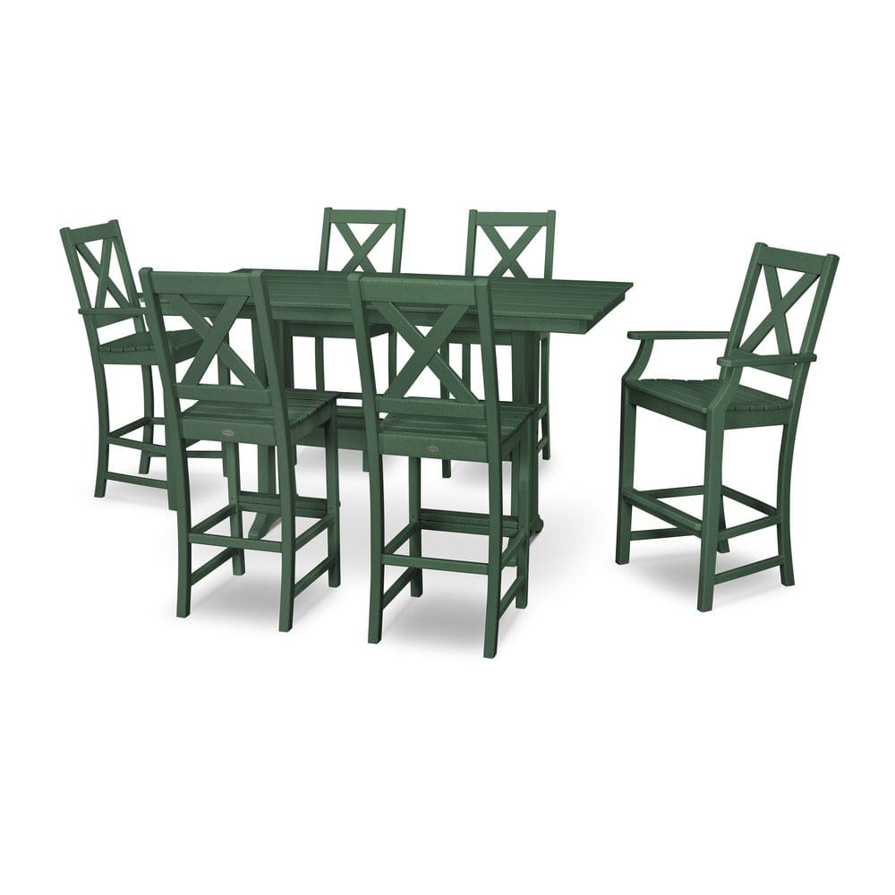 POLYWOOD® Braxton 7-Piece Farmhouse Trestle Bar Set PWS512-1 Dining Set POLYWOOD®