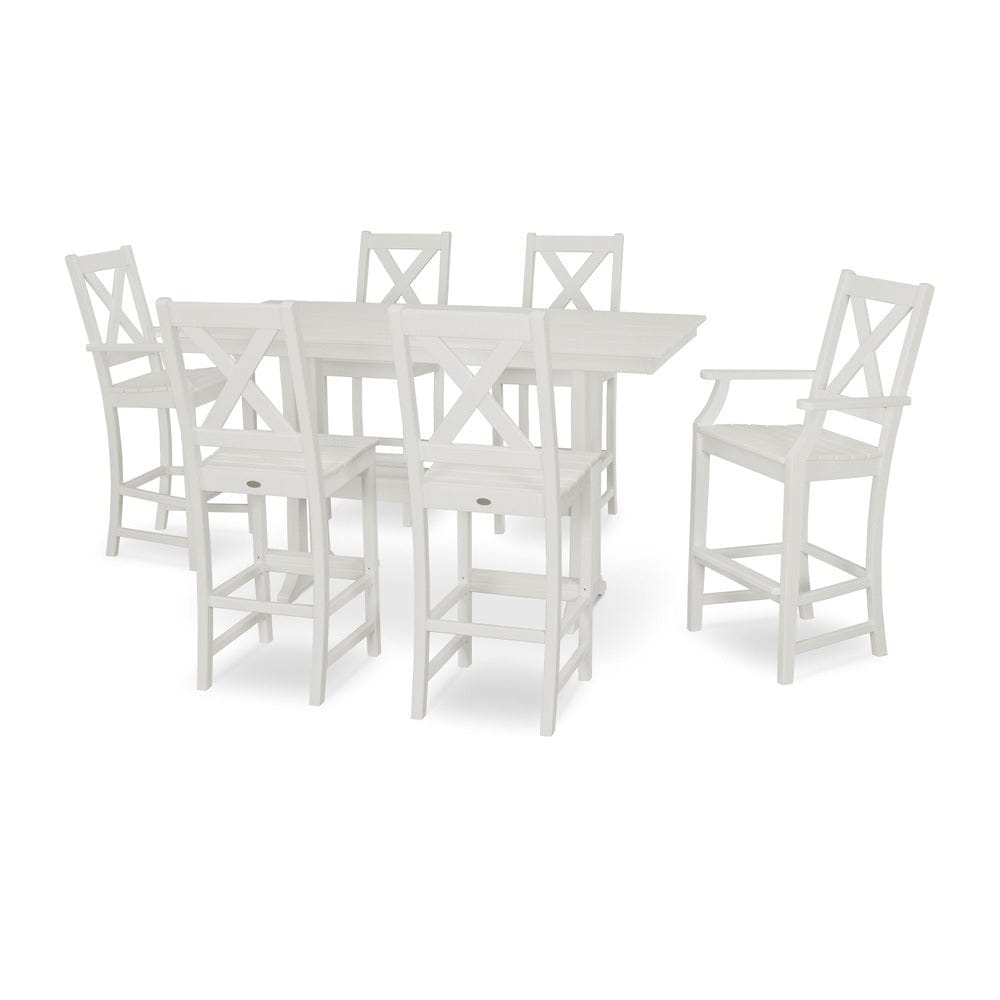 POLYWOOD® Braxton 7-Piece Farmhouse Trestle Bar Set PWS512-1 Dining Set POLYWOOD®