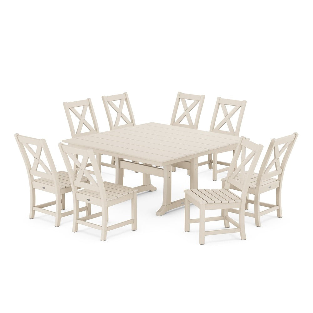 POLYWOOD® Braxton Side Chair 9-Piece Farmhouse Dining Set PWS1286-1 Dining Set POLYWOOD®