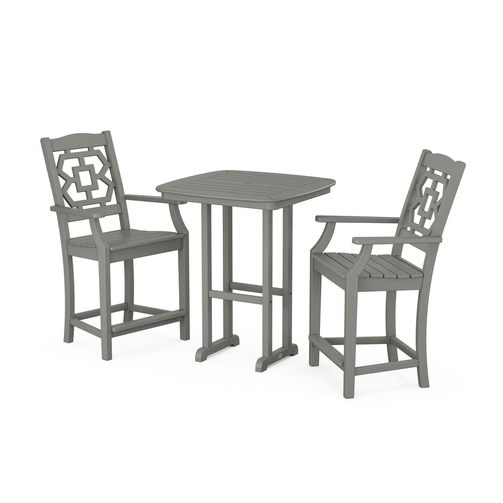Chinoiserie 3-Piece Counter Set - Slate Grey