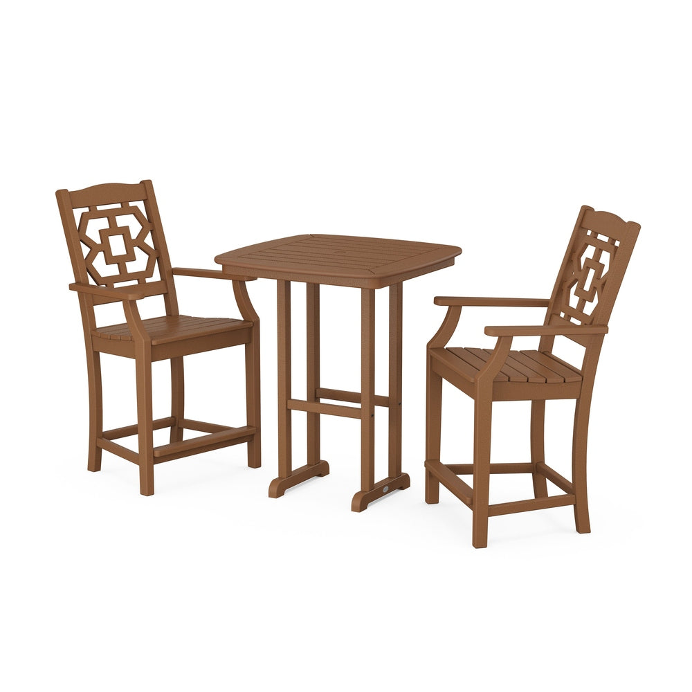 Chinoiserie 3-Piece Counter Set - Teak