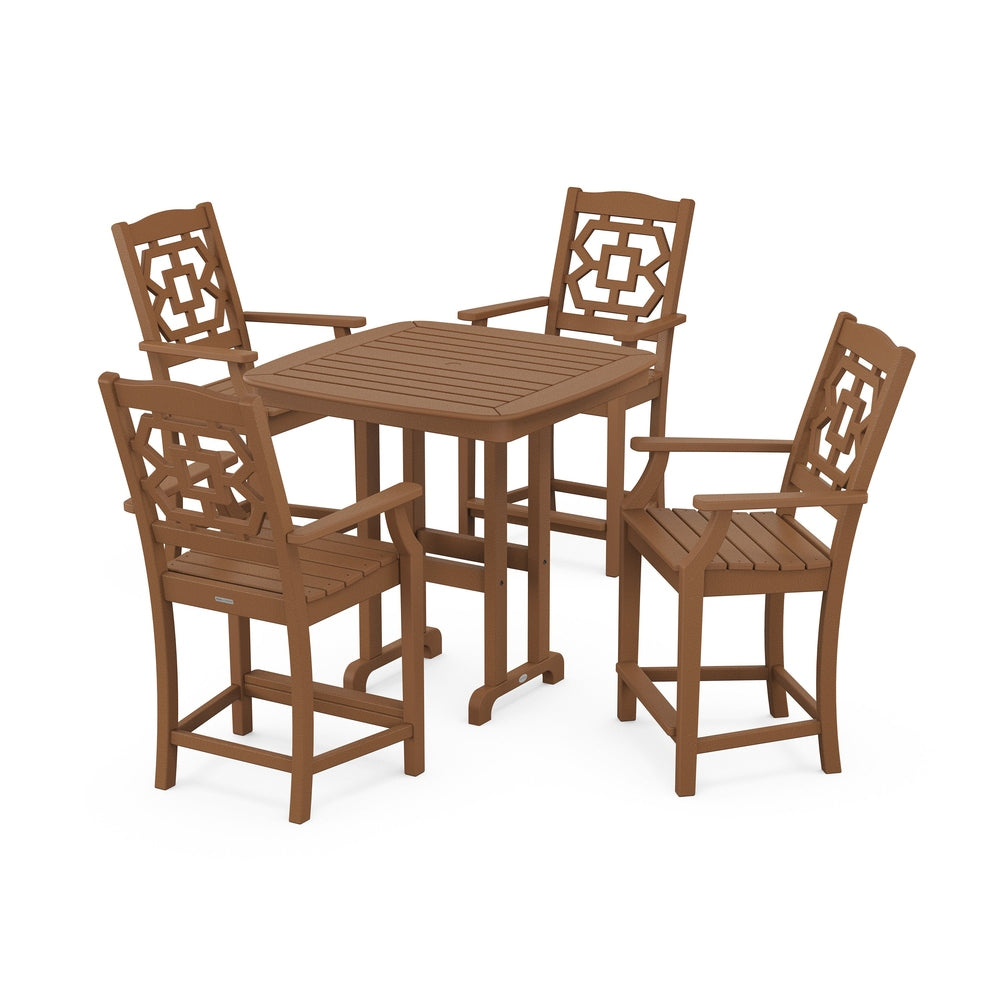 Chinoiserie 5-Piece Counter Set - Teak