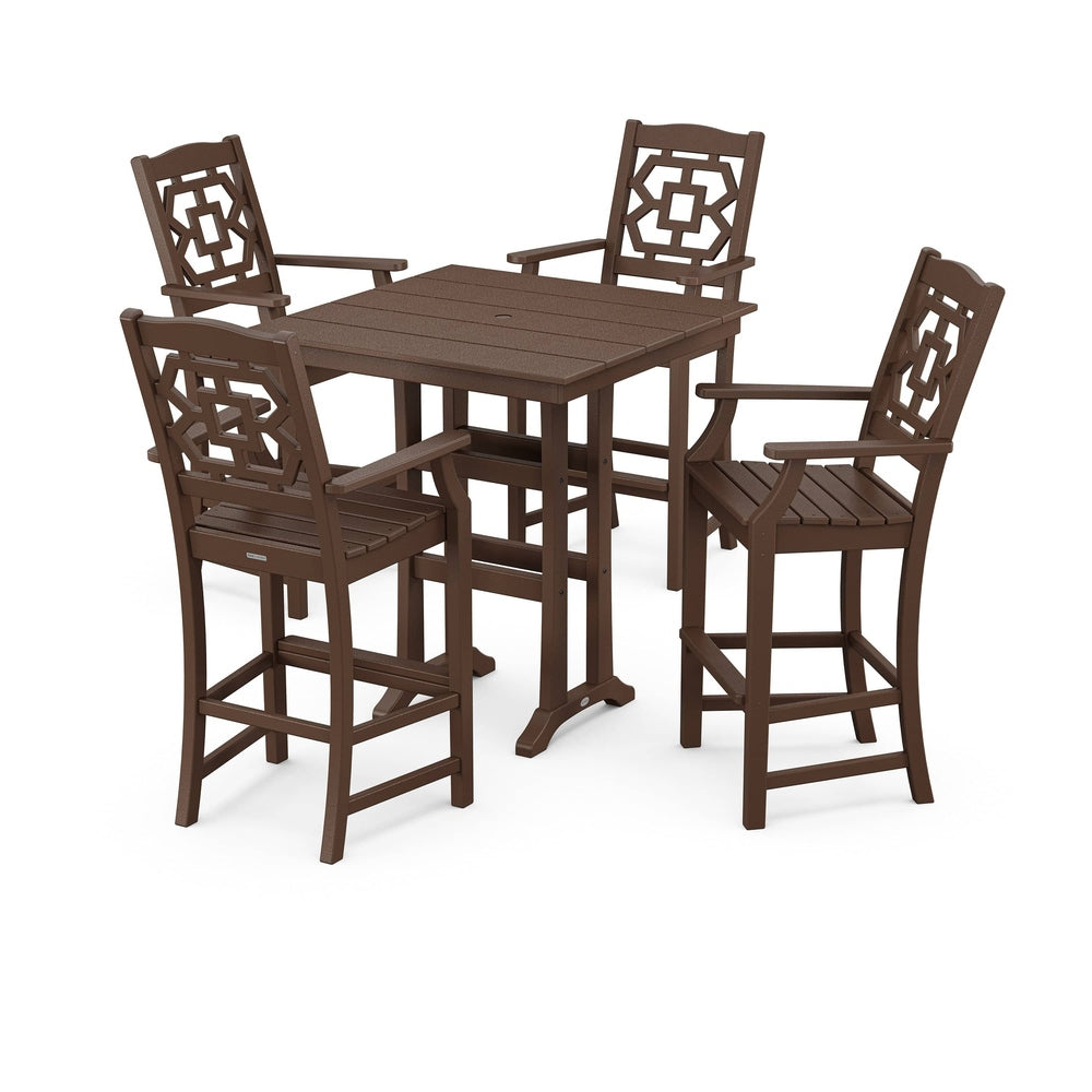 POLYWOOD® Chinoiserie 5-Piece Farmhouse Bar Set with Trestle Legs - PWS1611-1 Dining Set POLYWOOD®