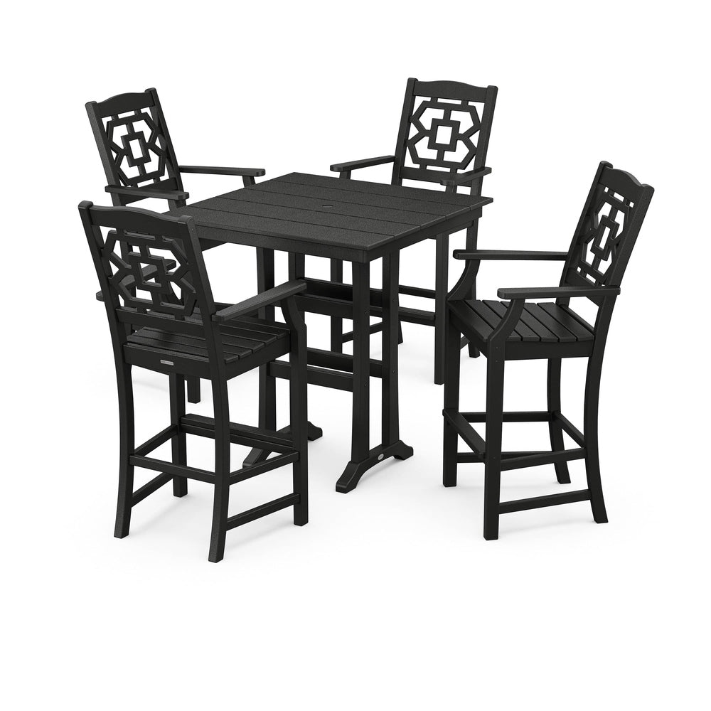POLYWOOD® Chinoiserie 5-Piece Farmhouse Bar Set with Trestle Legs - PWS1611-1 Dining Set POLYWOOD®