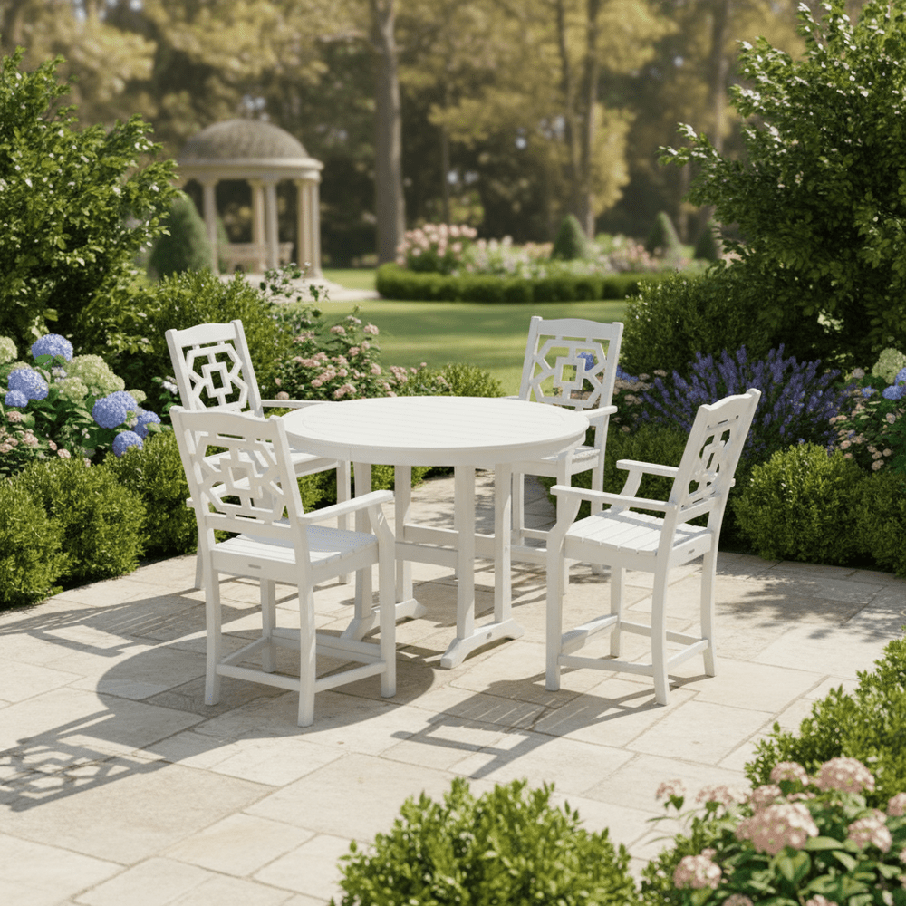 POLYWOOD® Chinoiserie 5-Piece Round Counter Set - PWS1596-1