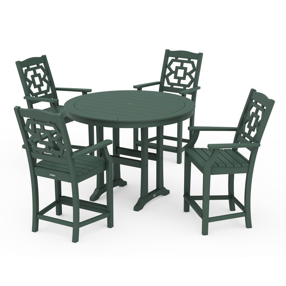 Chinoiserie 5-Piece Round Counter Set - Green