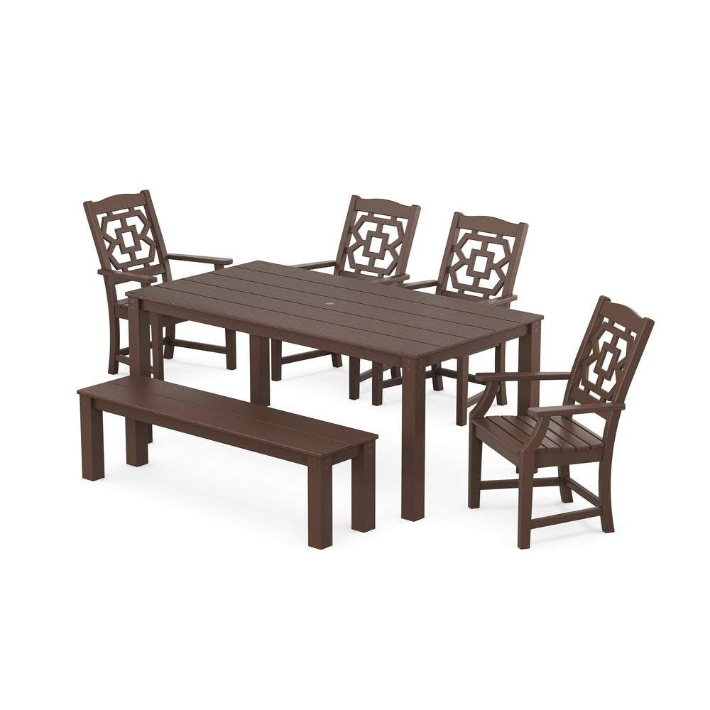 POLYWOOD® Chinoiserie 6-Piece Parsons Dining Set with Bench - PWS2377-1 Dining Set POLYWOOD®