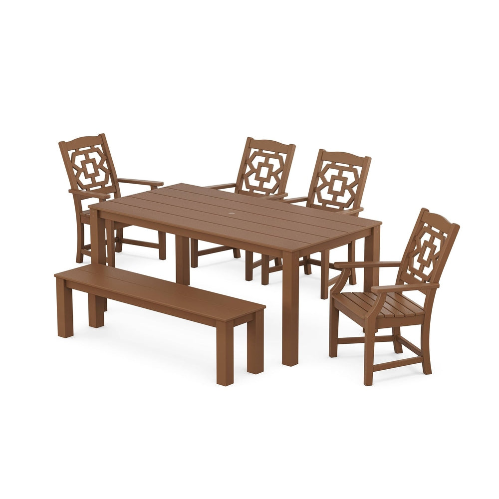 POLYWOOD® Chinoiserie 6-Piece Parsons Dining Set with Bench - PWS2377-1 Dining Set POLYWOOD®