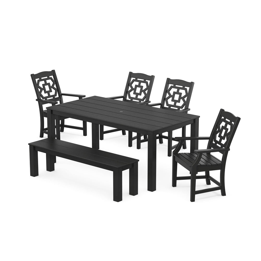 POLYWOOD® Chinoiserie 6-Piece Parsons Dining Set with Bench - PWS2377-1 Dining Set POLYWOOD®