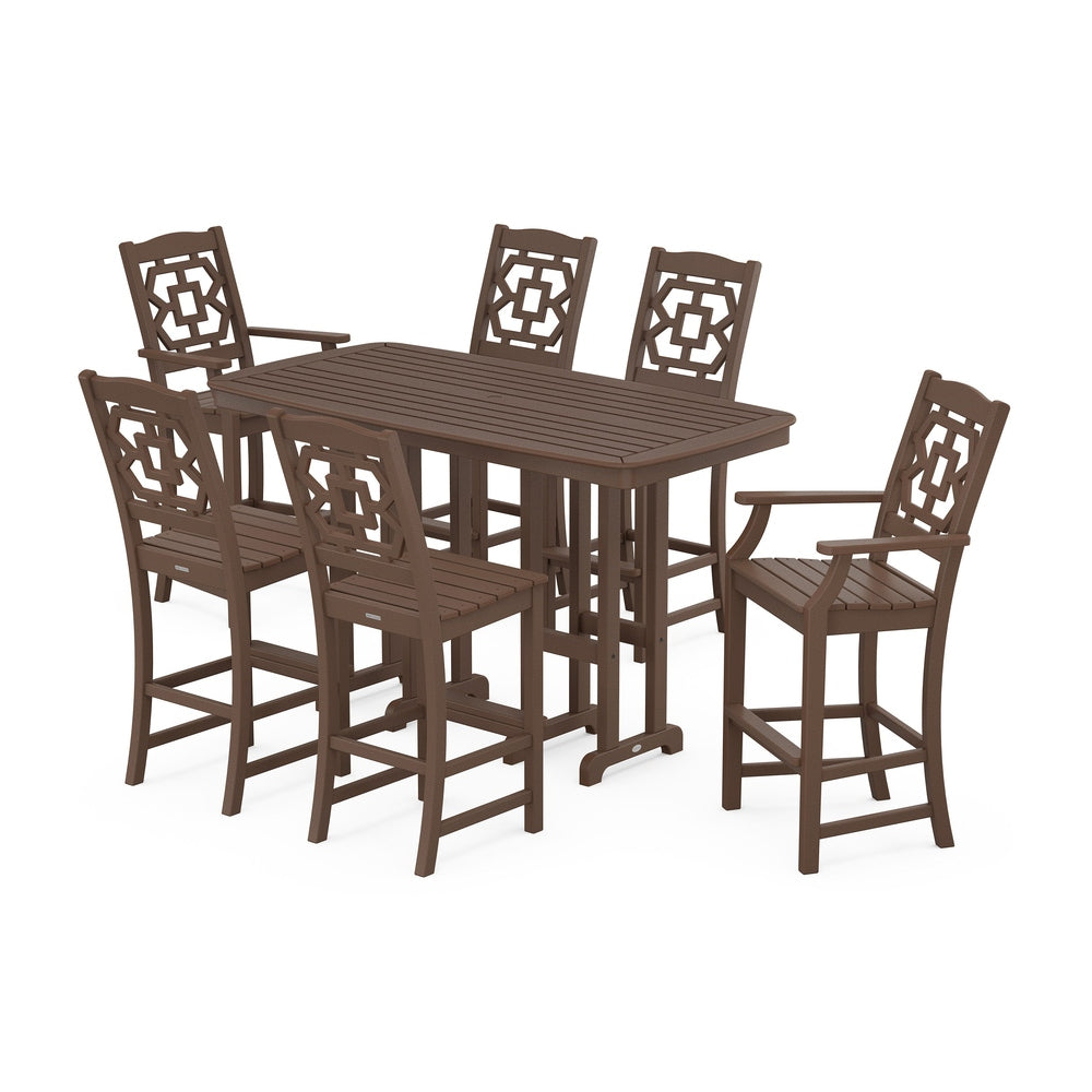 Chinoiserie 7-Piece Bar Set - Mahogany