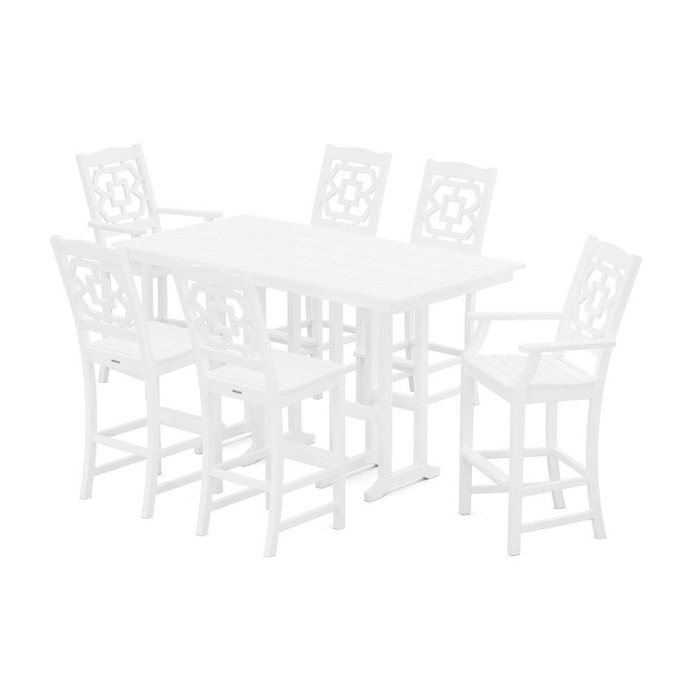 Chinoiserie 7-Piece Farmhouse Bar Set - White