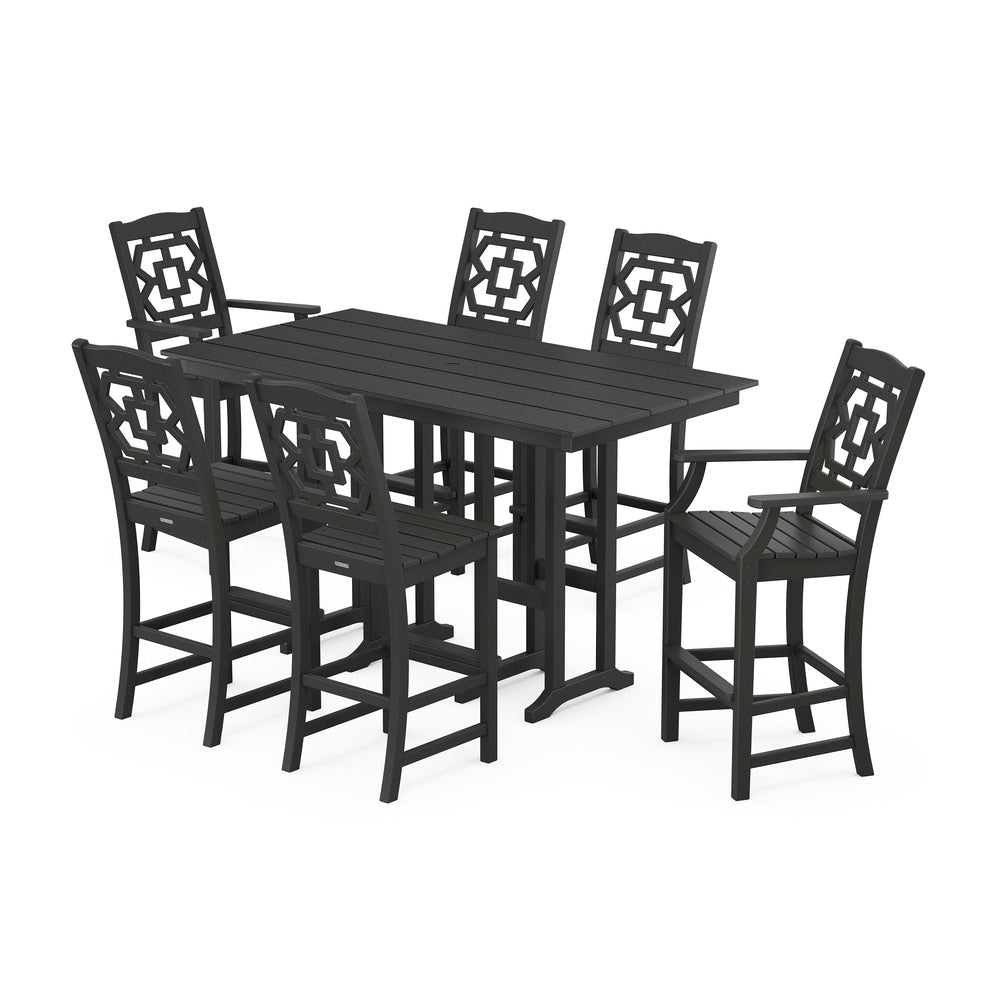 Chinoiserie 7-Piece Farmhouse Bar Set - Black