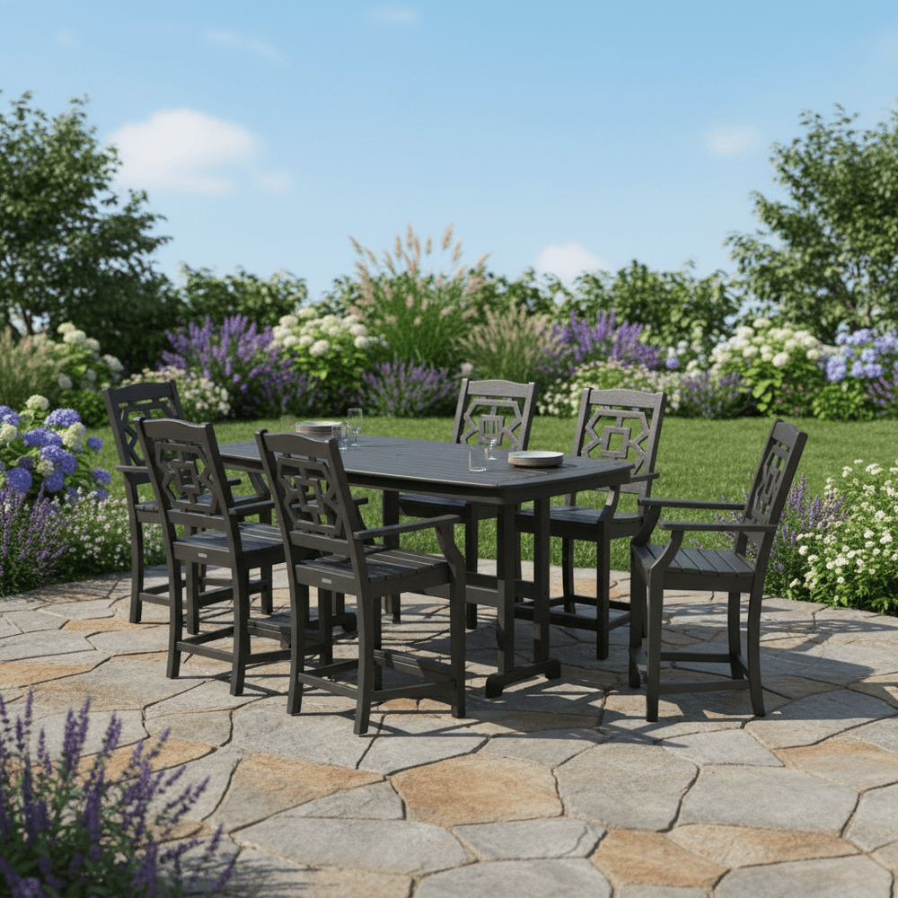 POLYWOOD® Chinoiserie Arm Chair 7-Piece Counter Set - PWS1590-1