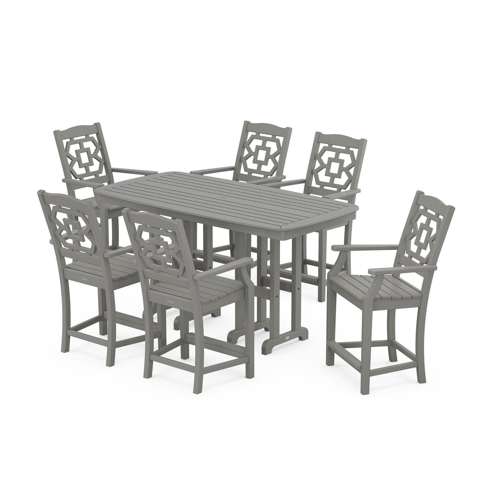 POLYWOOD® Chinoiserie Arm Chair 7-Piece Counter Set - PWS1590-1
