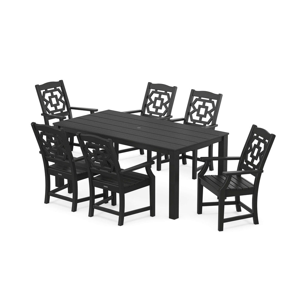 POLYWOOD® Chinoiserie Arm Chair 7-Piece Parsons Dining Set - PWS2376-1 Dining Set POLYWOOD®
