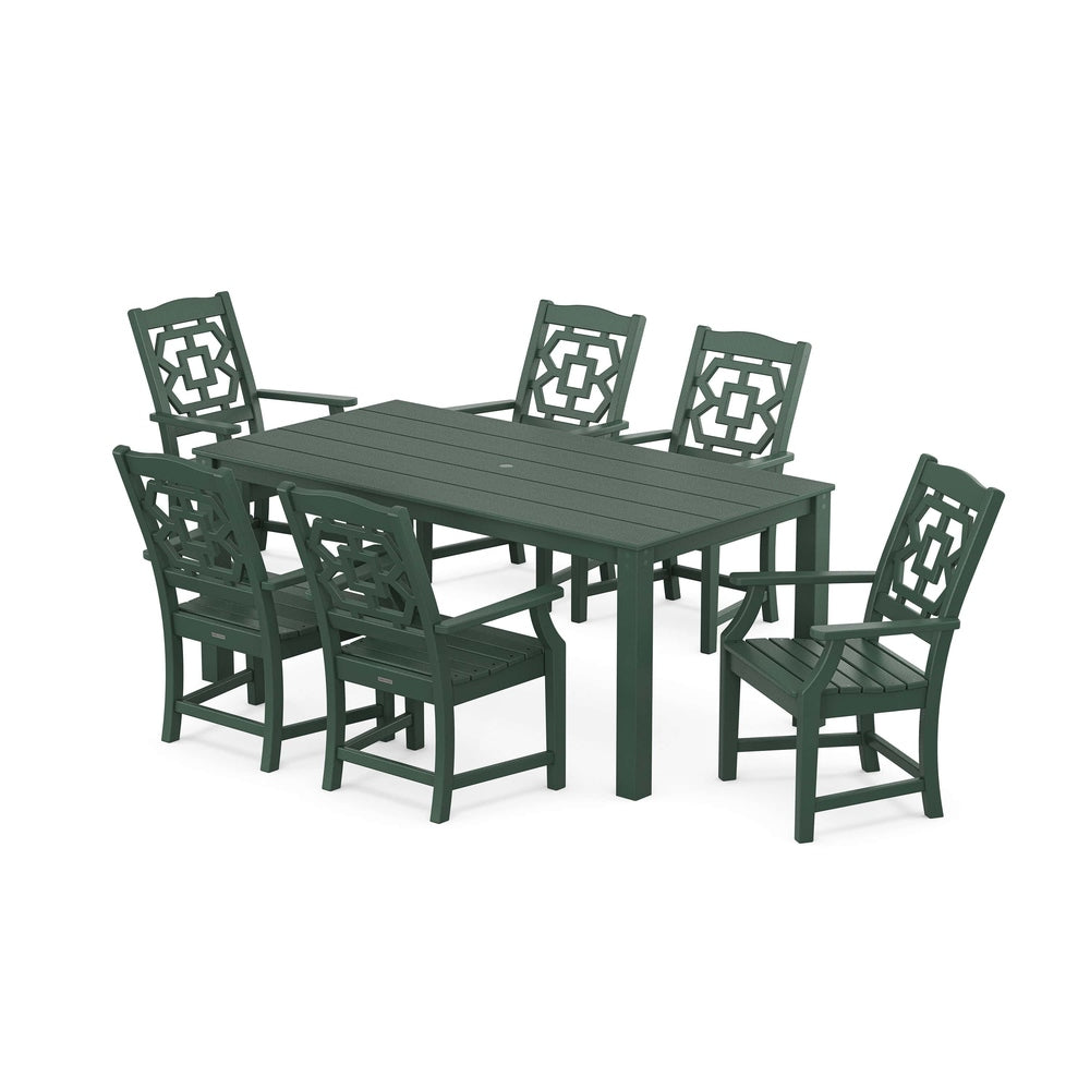 POLYWOOD® Chinoiserie Arm Chair 7-Piece Parsons Dining Set - PWS2376-1 Dining Set POLYWOOD®