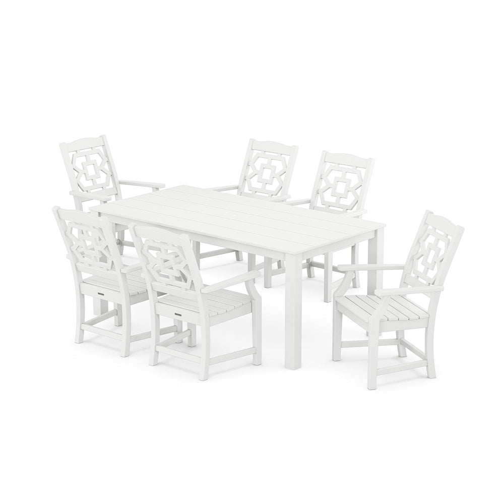 POLYWOOD® Chinoiserie Arm Chair 7-Piece Parsons Dining Set - PWS2376-1 Dining Set POLYWOOD®