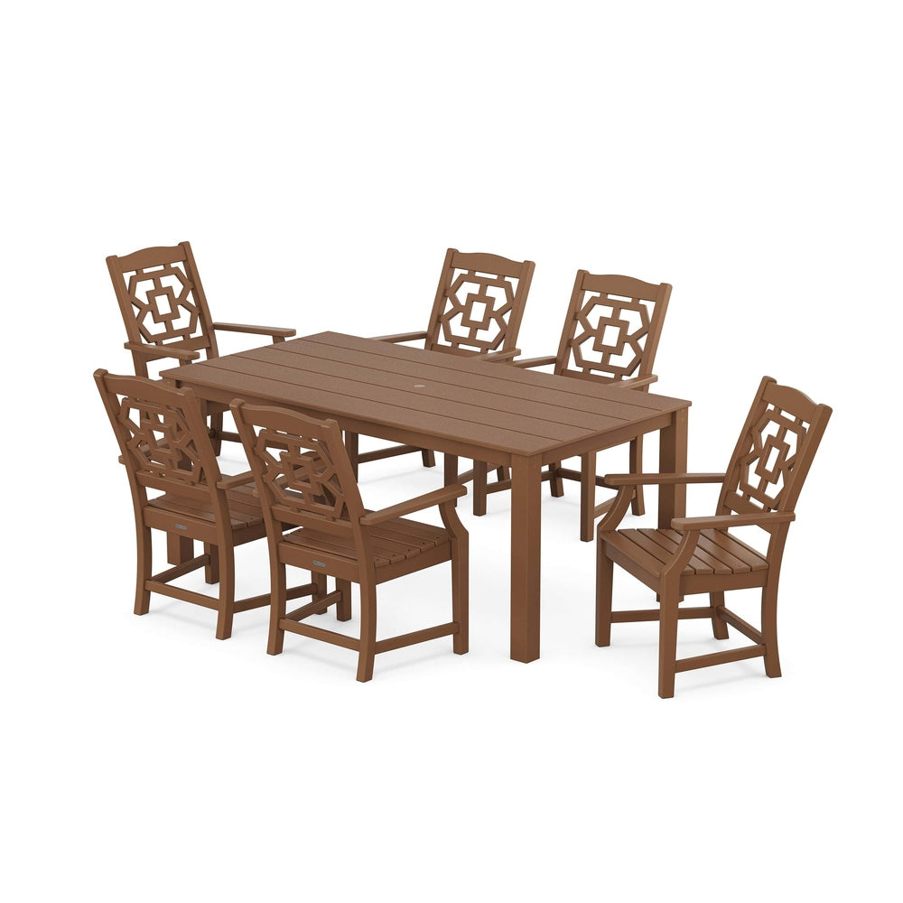POLYWOOD® Chinoiserie Arm Chair 7-Piece Parsons Dining Set - PWS2376-1 Dining Set POLYWOOD®
