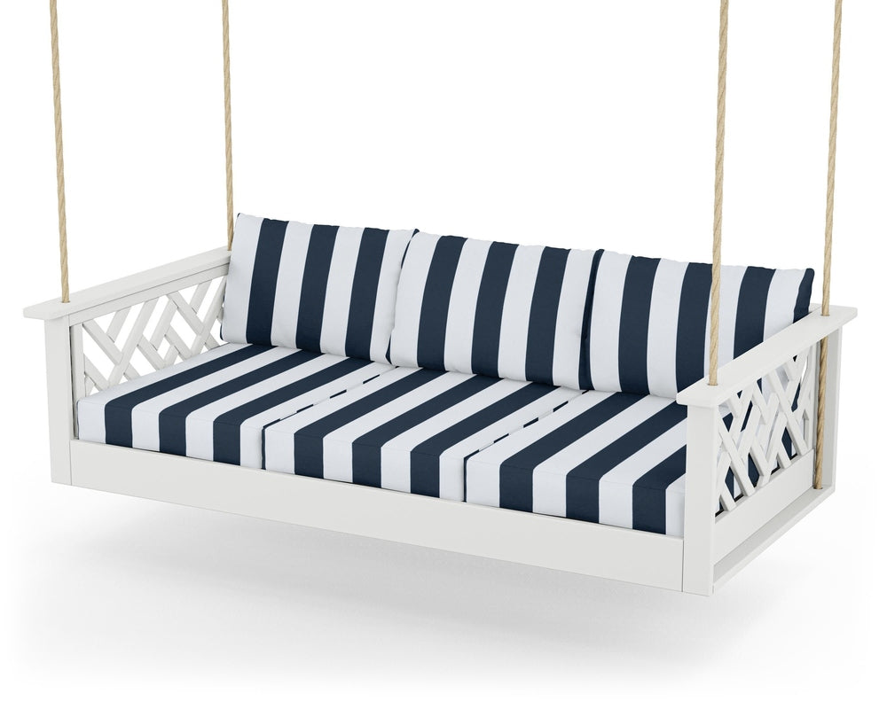 Chippendale Daybed Swing - White / Cabana Stripe Marine Indigo