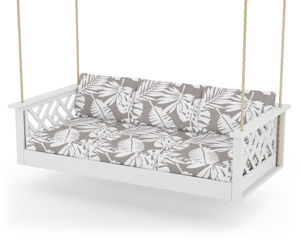 Chippendale Daybed Swing - White / Leaf Grey Mist